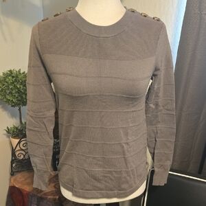 Pink Clover Beige Button-Shoulder Sweater